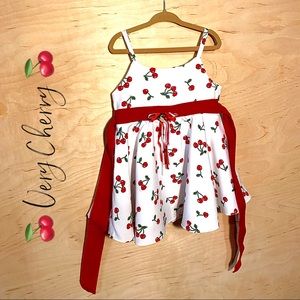 Cherry Spaghetti Strap Girls Dress